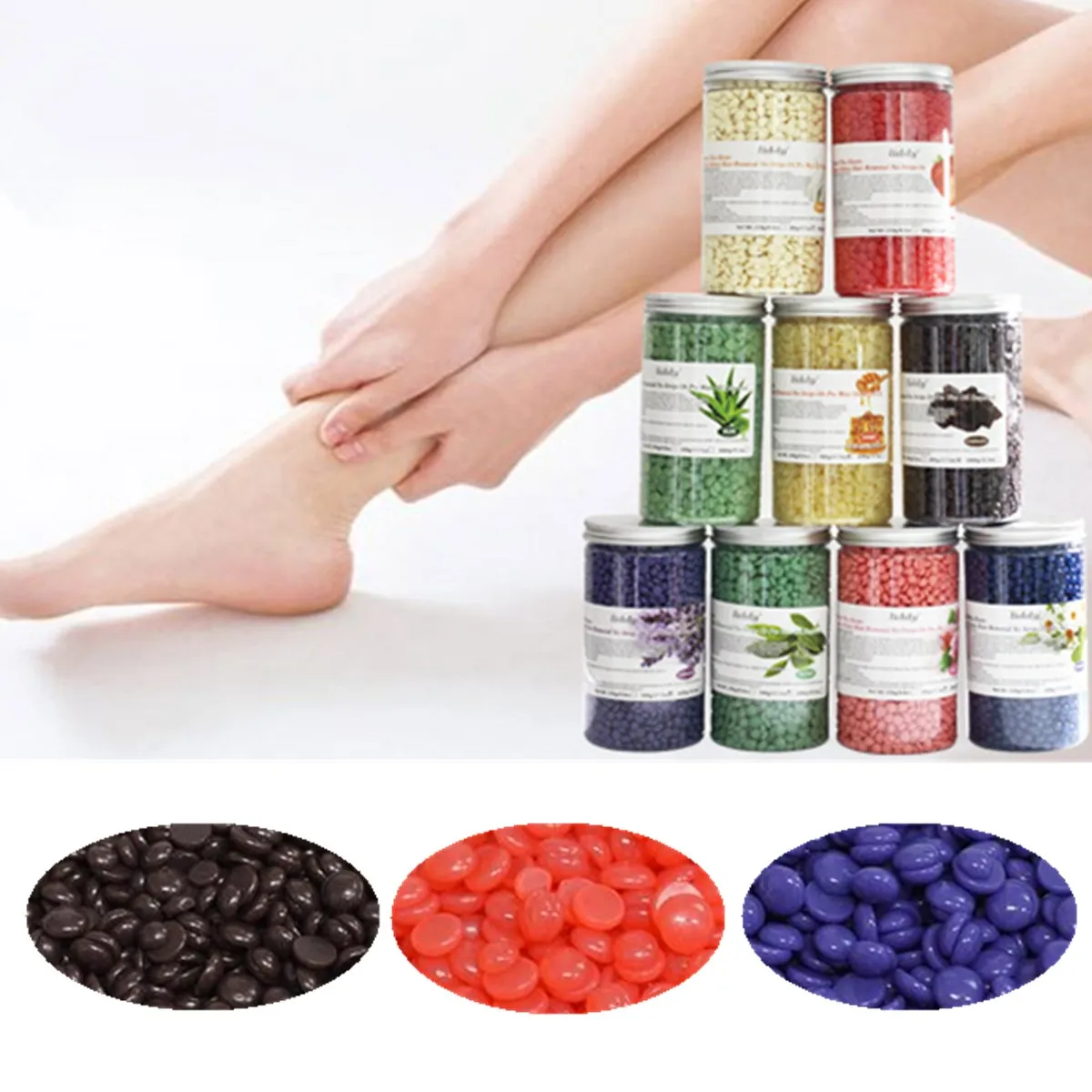 

Depilatory Wax 500g/bottle Hot Film Wax Beans Pellet Hair Removal Paperless Heat Waxing For Face Body Bikini Armpit Depilation