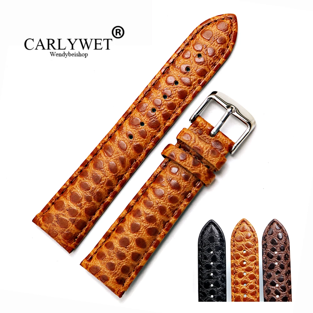 

CARLYWET 20 22mm Wholesale Real Calf Leather Replacement embedded stone Style Wrist Watch Band Strap Belt For Daydate IWC Omega