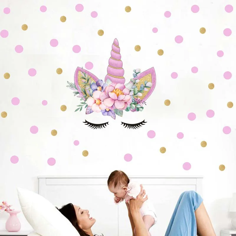 

PVC Cartoon Pink Unicorn Wall Stickers Wall Decals For Kids Girls Children Room DIY Poster Wallpaper Home Decor Art Gifts