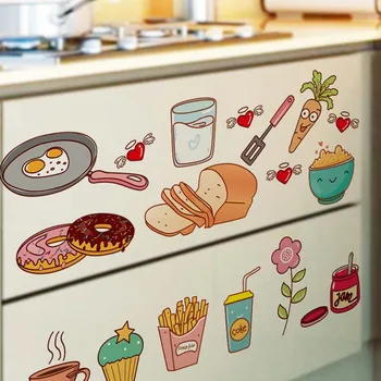 Cartoon Kitchen Refrigerator Door Stickers Decorative Stickers Food Fruit Removable Wall Sticker stickers On The Wall