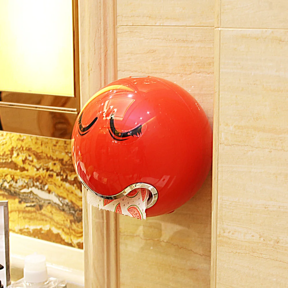 

2019 Top Quality Good Price Cute Emoji Ball Shaped Paper Holder Toilet Bathroom Roll Paper Box Holder