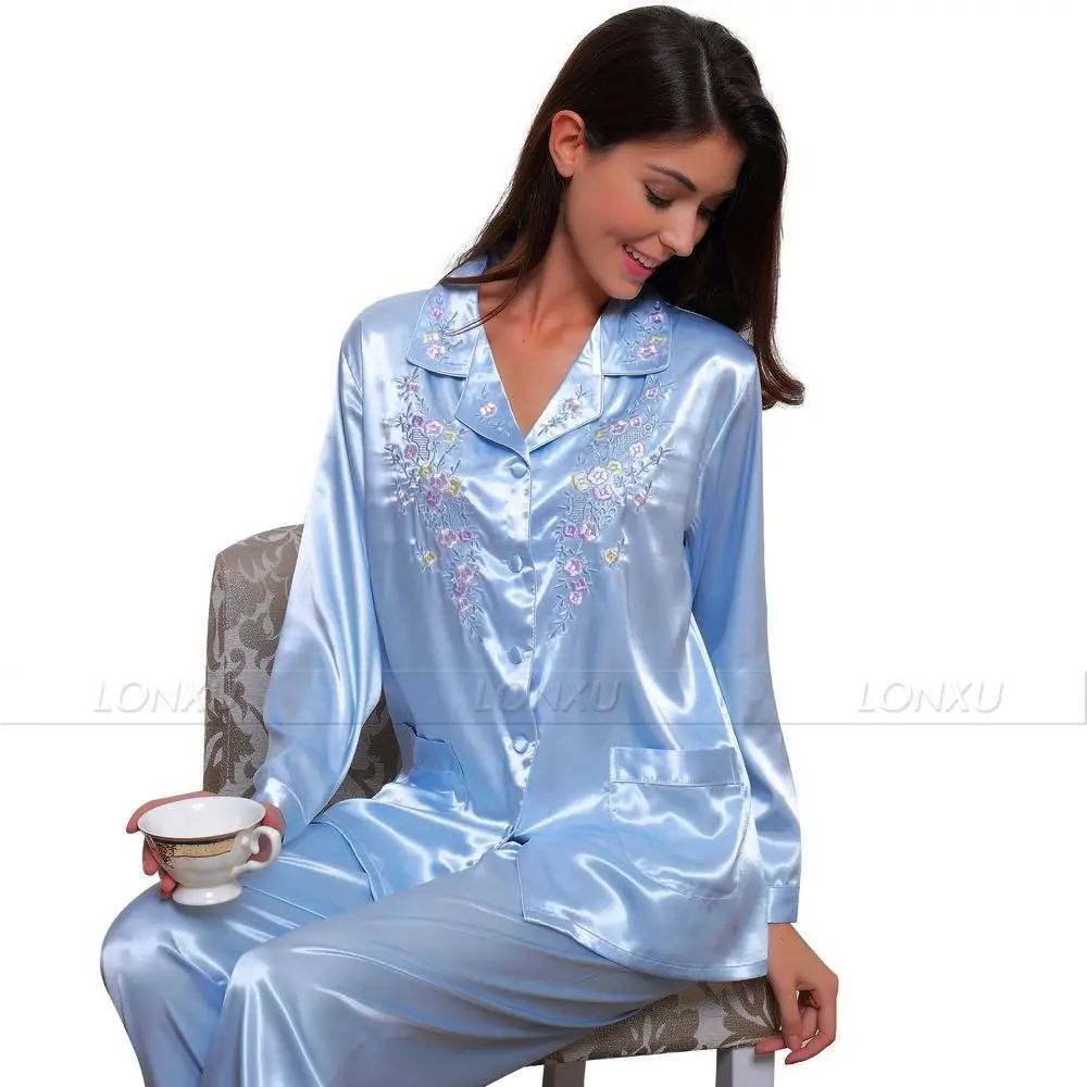 Женский Шелковый Атласный пижамный комплект Пижама Пижамный набор одежда для сна Домашняя одежда XS~ 3XL размера плюс_ подарки