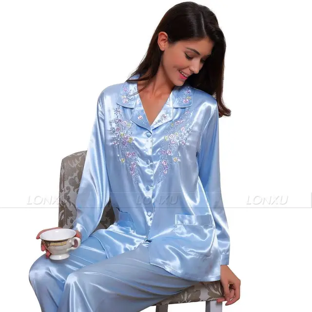 Womens Silk Satin Pajamas Set Pyjamas PJS Set Sleepwear Set Nightwear Loungewear XS~ 3XL Plus Size__Gifts