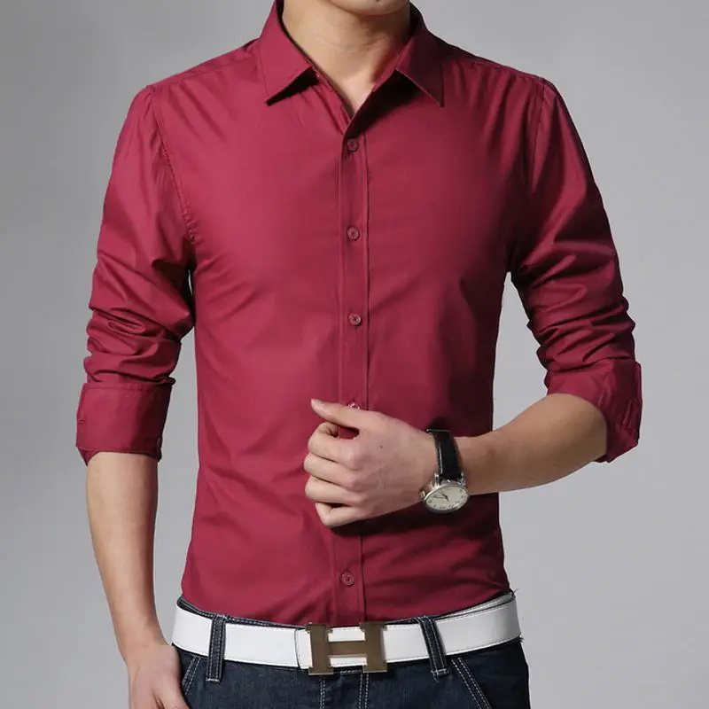 Men's Regular fit Long Sleeve Casual Black Dress Shirt Brand Formal