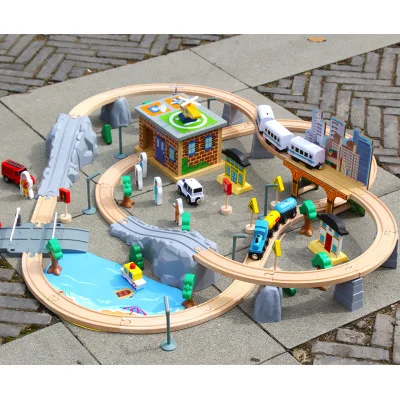 

95 Pieces Of Children's Toys For Railway Cars, Building Blocks For Children's Toys For Elevated Scenes Of Urban Transportation