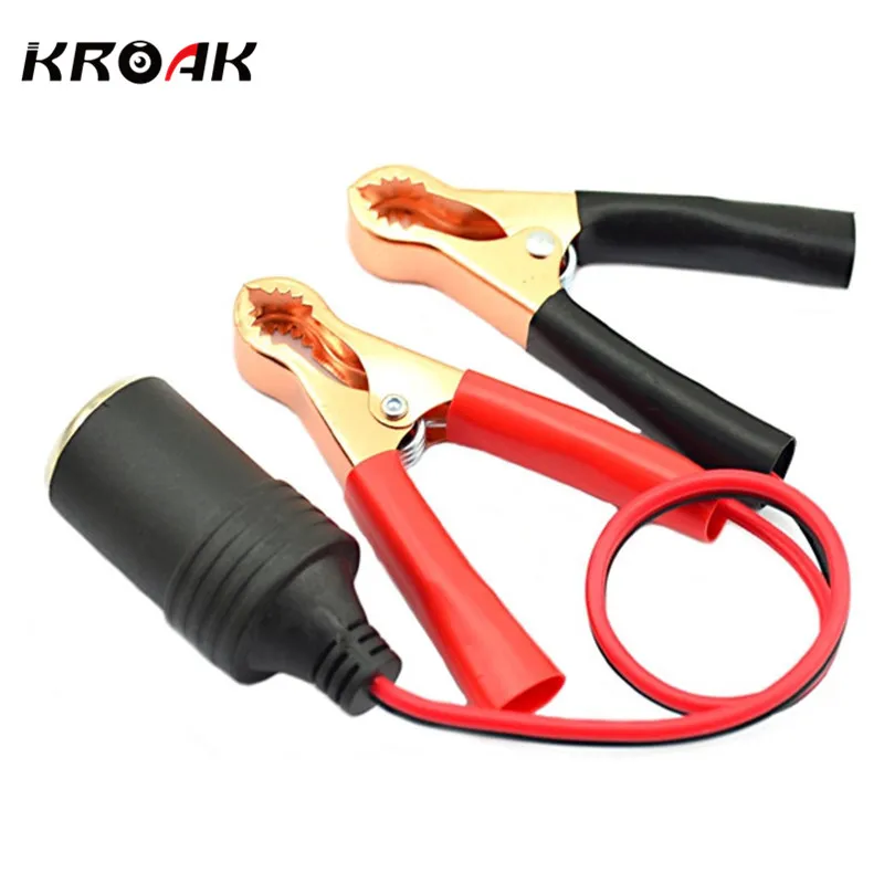 

KROAK Car Battery Pump Alligator Cigarette Lighter Power Socket Adapter Clamp Clip Charger Cable 12V
