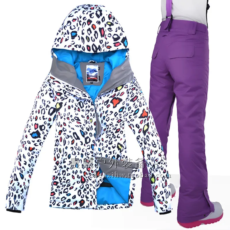 

GSOU SNOW Brand Women Ski Suit Waterproof Ski Jacket Pants Winter Outdoor Skiing Snowboard Suit Set Female Suit Set Snow Clothes