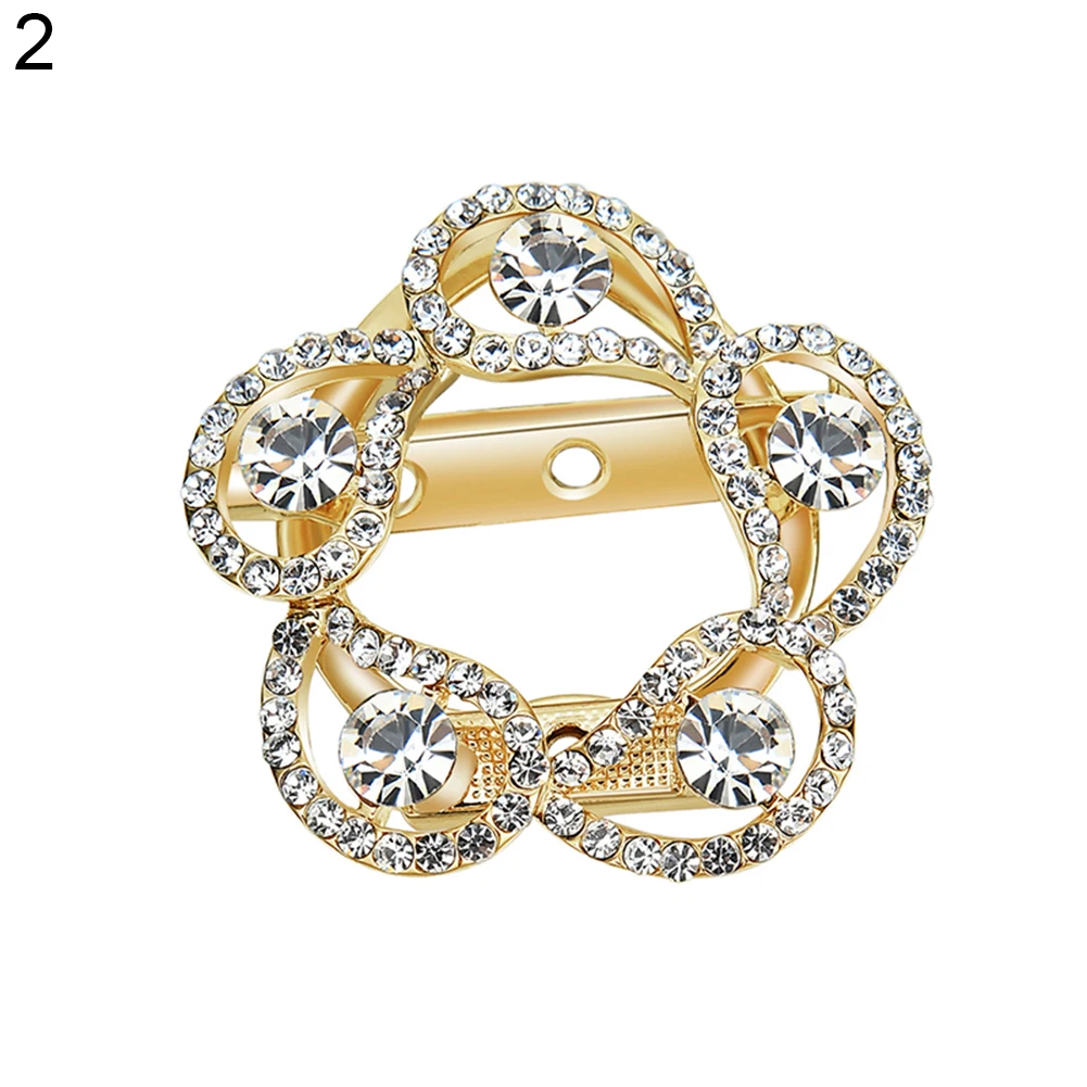 Floral Hollow Zircon Inlaid Decorative Brooch Pin Women Breastpin Party