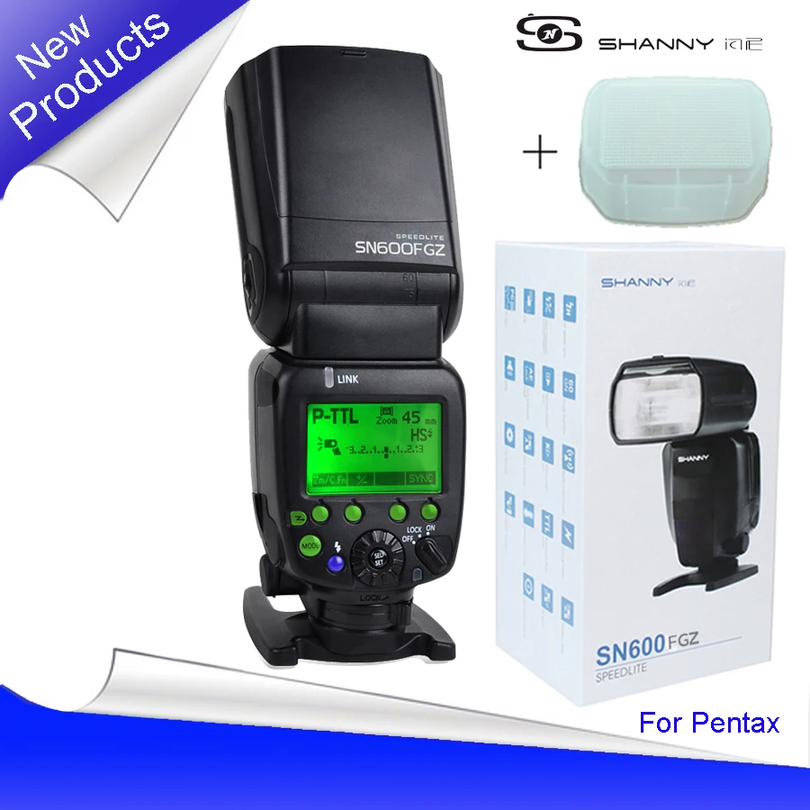 

New Shanny SN600FGZ P-TTL GN60 1/8000s Slave On-Camera Flash speedlite for Pentax K100 K100D K200D K-7 K-x K-r K-5 K-01