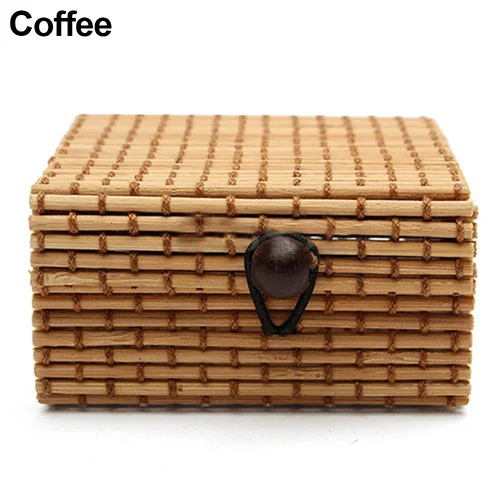 Кольцо ожерелье серьги Бамбук Деревянный чехол для хранения ювелирных изделий коробки держатель подарок - Цвет: Coffee