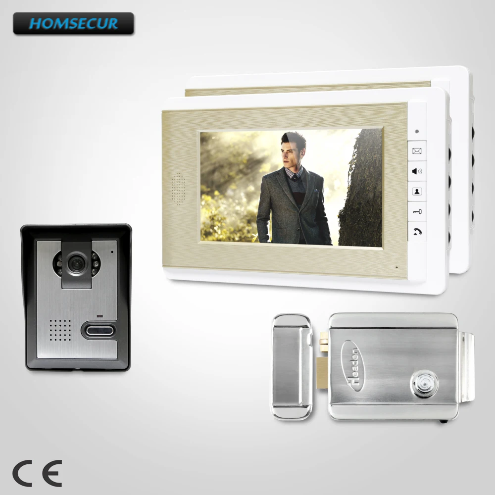 

HOMSECUR 7inch Wired Video Door Entry Phone Call System Electric Lock with Keys Included XC005+XM708-G