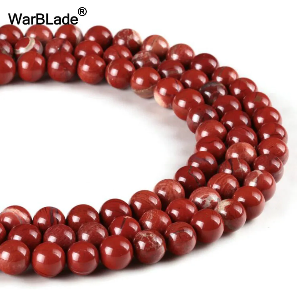 

WarBLade High Quality Natural Stone Red Jasper Beads Round Loose Stone Beads 4/6/8/10/12 MM For DIY Bracelet Jewelry Making