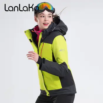 

LANLAKA Brand Women Ski Jacket Snowboard Jacket Windproof Waterproof Hooded Hiking Clothing Winter Jacket Super Warm Female Coat