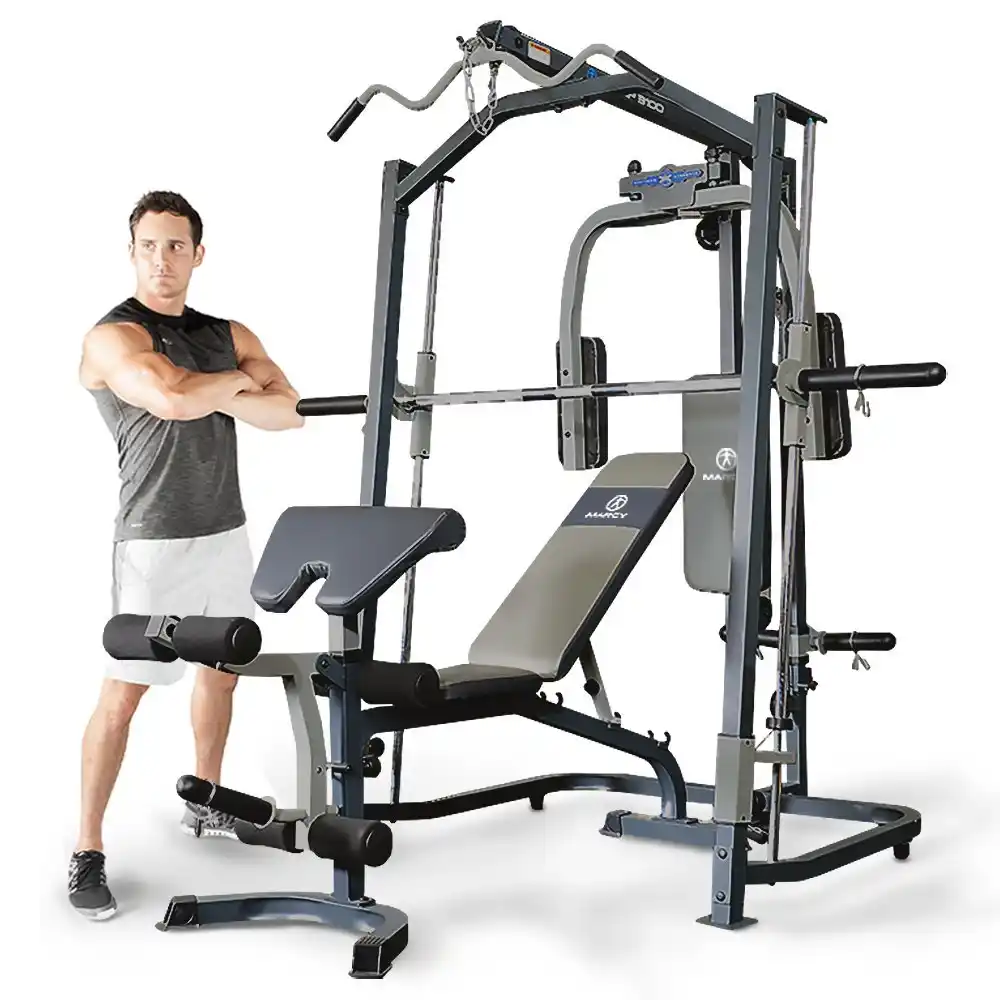 Marcy Mp3100 Smith Machine Home Gym Avec Banc De Musculation Tout En Un Cables 900kg De Resistance A La Traction Charge Max De 250kg Aliexpress