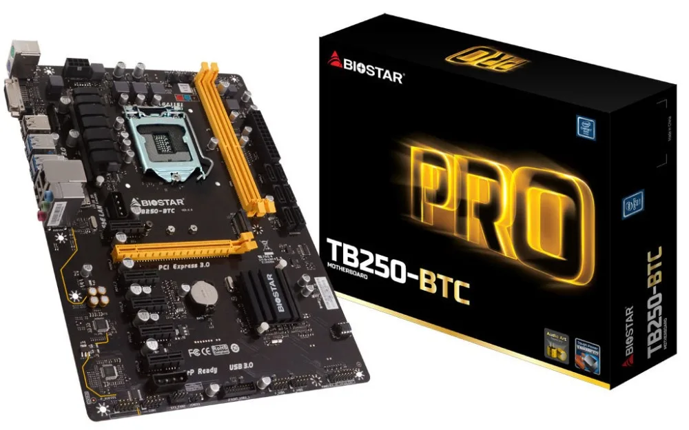 

BIOSTAR TB250-BTC Motherboards 6PCIE B250 LGA 1151 DDR4 ATX BTC Mining Motherboard (alternative H81 BTC PRO TB85 H81)