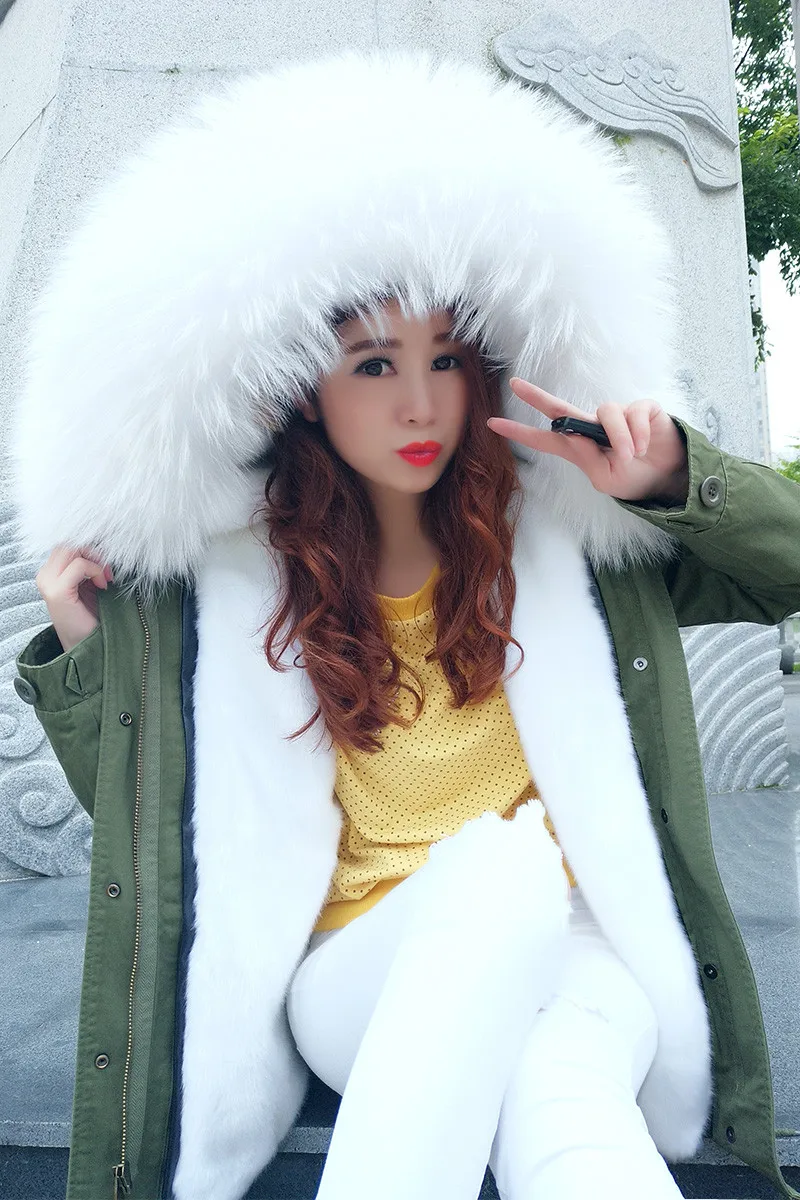 Новое модное пальто из натурального меха енота Женская зимняя куртка из искусственного меха Большой размер Парка