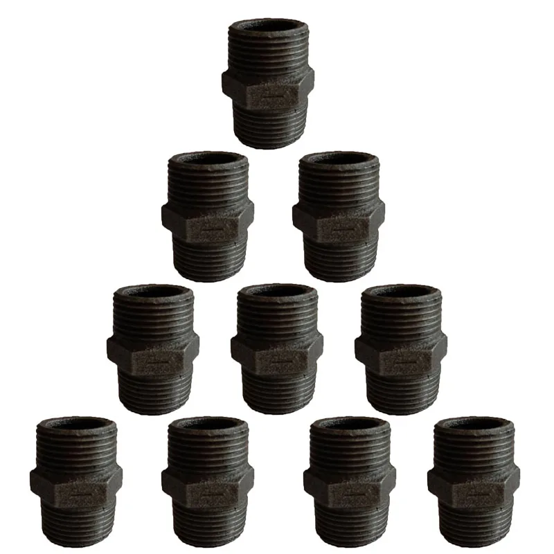 10 упаковок шестигранных ниппелей Para uso con gas aceite o aire Tubos roscados negros pezones y accesorios construir