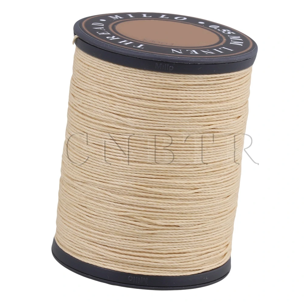 

CNBTR 0.55mm Dia 150m Beige Round Flax Waxed Linen Sewing Cord Wax String Stitching Thread for Leather Craft DIY Handmade