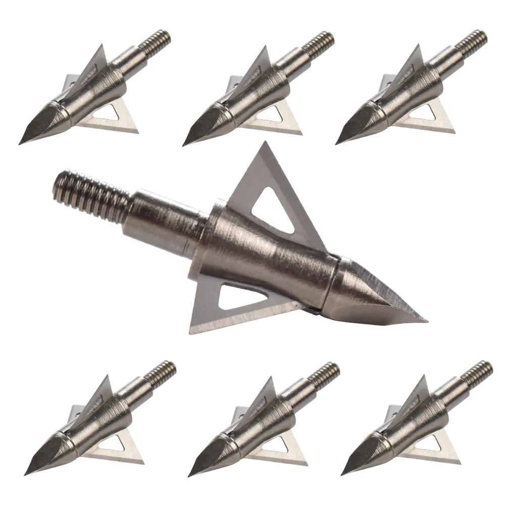 12Pcs Broadhead 100 125 Grain Hunting Arrow Head 3 Blades 8.8mm Archery