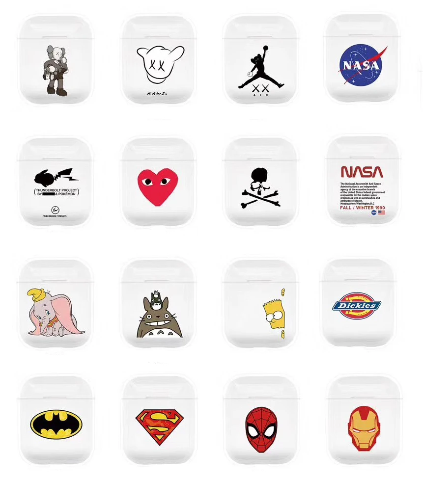CDG kaws Mickey Minnie Transparent Hard Case for AirPods Wireless Earphone Charging Box Cover Bag for Apple AirPods Protective