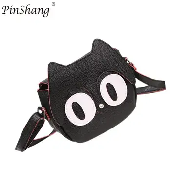 

PinShang Cute Cartoon Cat Women Bag Small Shoulder Handbags Lady PU Leather Crossbody Bags Baby Girl Mini Phone Handbag ZK20