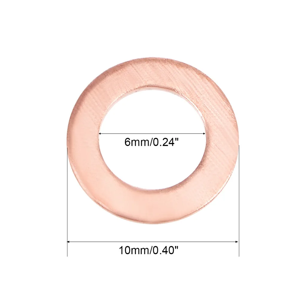 UXCELL 100 шт. прижимные шайбы 3,2x5,8x0,5/4,3x9x0,8/5,3x10x0,8/6x10x1 мм плоская медная шайба для винт болтовые прокладки аппаратные средства поставки