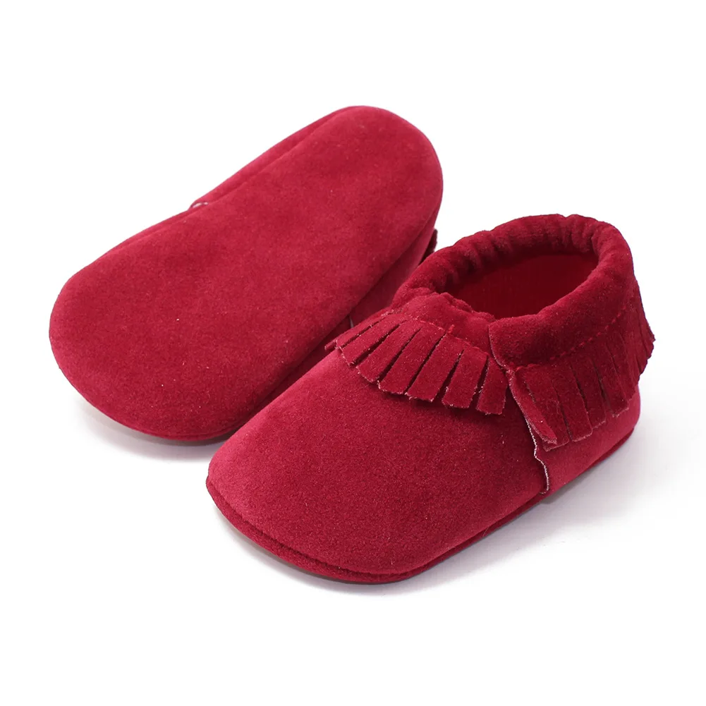 Обувь для младенцев, для новорожденных, для маленьких девочек и мальчиков Мягкая подошва Детские Мокасины детская кроватка, туфли, ползунки - Цвет: Бордовый