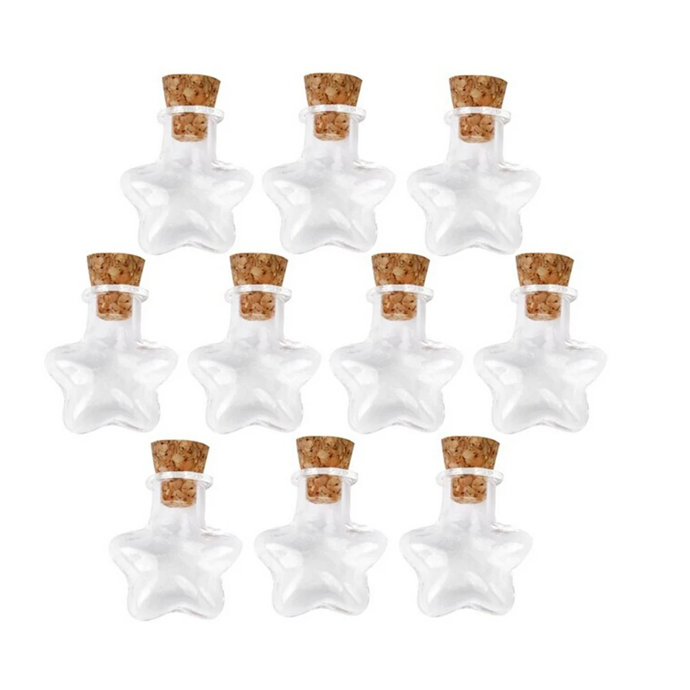 

10pcs Star Shape Mini Glass Bottles Jewelry Beads Display Vials Jars Containers Small Wishing Bottle