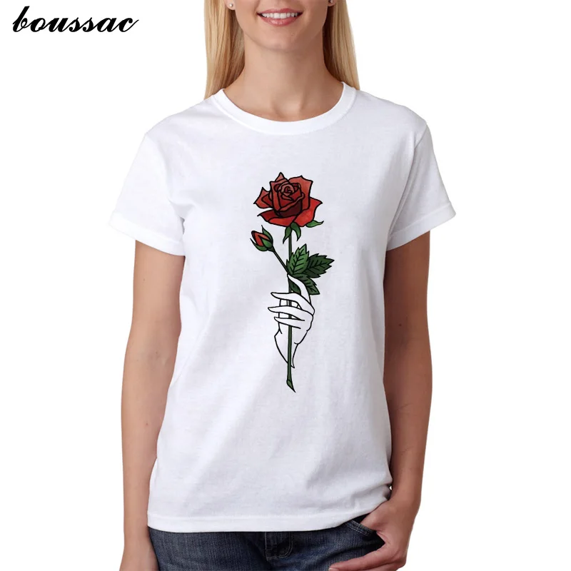 

Rose Graphic T-shirt women Floral Print Harajuku T Shirt Women Tops Tee mujer verano 2019 tee shirt Femme kawaii Cotton clothes