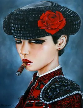 

High quality Oil painting Canvas Reproductions Bull Fight Her III by Brian M.Viveros Painting hand painted