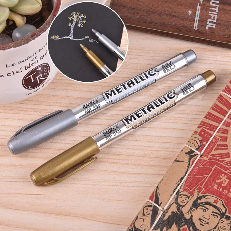 

Metal Color 1.5mm Waterproof Permanent Marker Pens Gold & Silver Marker Craft Paint work Pens For Drawing Arts & School Supplies