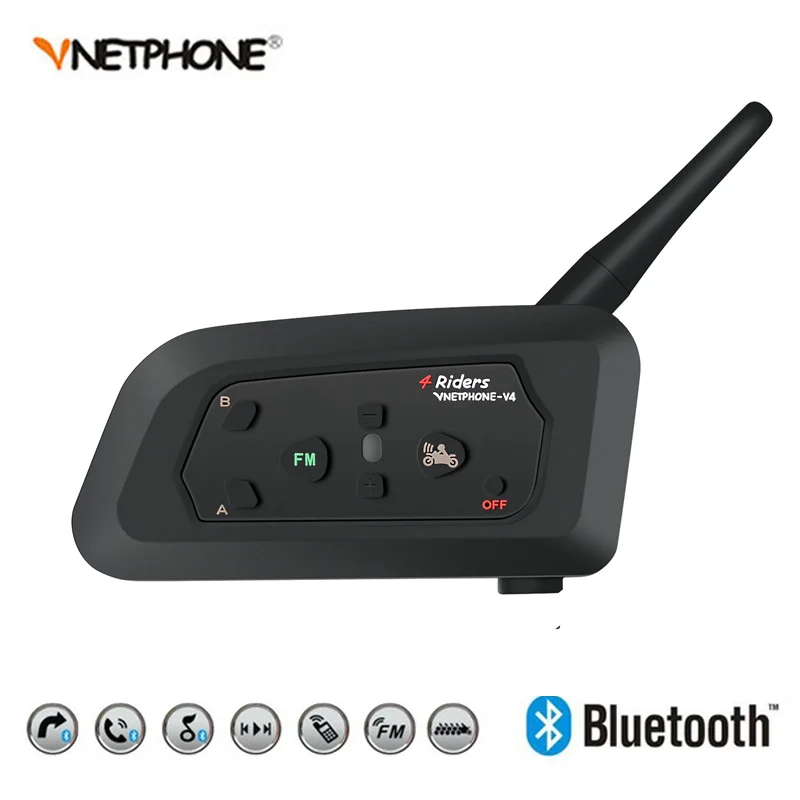 

Vnetphone V4 1200m Bluetooth Motorcycle Bike Interphone 4 Riders Headset Speaker Intercom for KTM arai Helmet Football Referee