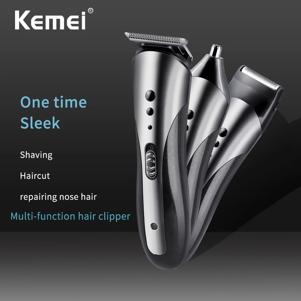 Kemei Portable Electric Hair Clippers Trimmers Nose Beard Trimmer Shaver Hair Cutting Machine With 4 Comb For Men 1407