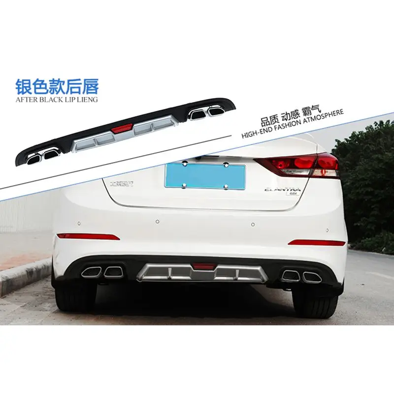 

For Elantra Car Accessories Rear Bumper Protector Dual Diffuser Spoiler For 2017 Elantra bumper rear lip rear spoiler