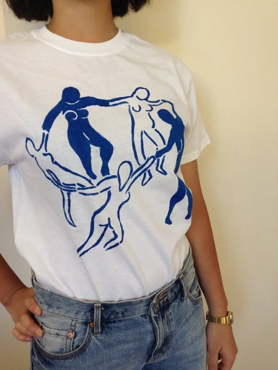 Картина с танцами Винтажная футболка унисекс Tumblr гранж эстетический Графический Тройник милый забавный графический модный уличный стиль художественная рубашка
