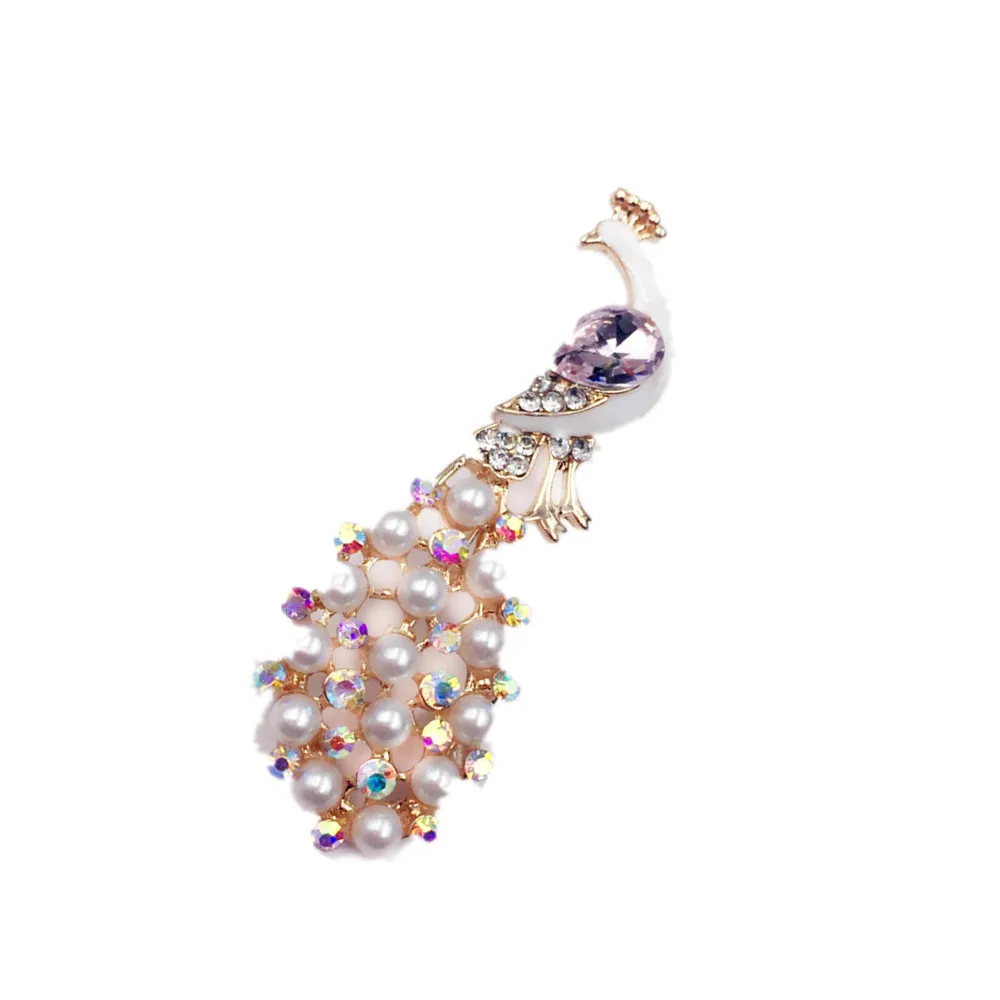 

New Style Rhinestone Vintage Peacock Brooches Women Girls Elegant Animal Simulated Pearl Brooch Pins Dress Coat Jewelry