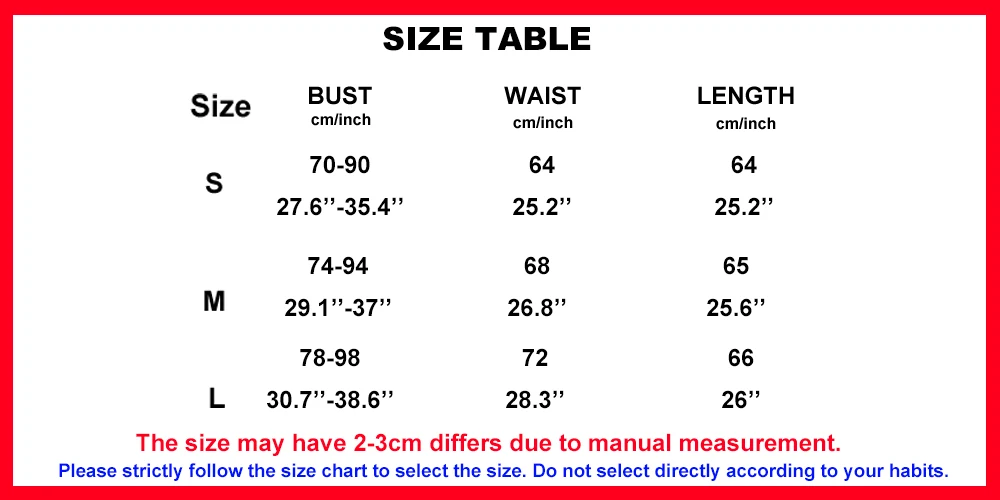 size table
