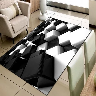 Else черный белый кубики геометрический 3d принт нескользящие микрофибры гостиной декоративные современные моющиеся области коврик