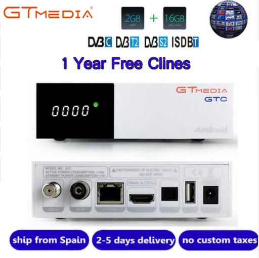 Beste Freesat GTC DVB T2 DVB S2 DVB C Receptor Satelliet Decoder ondersteuning full HD BISSkey Powervu 4 k Satellietontvanger TV box cccam