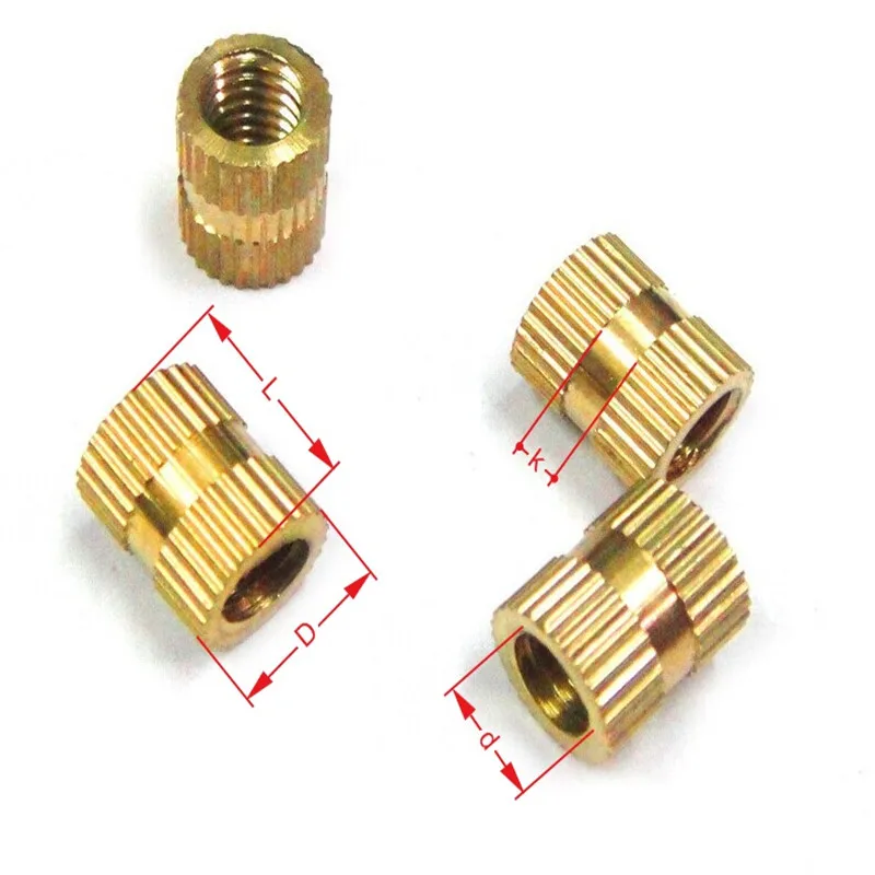 Single Thread Brass Knurl Nut OD 5mm WUXUN-PHONE CASE Nuts 100pcs/lot M38 M3 x 8 Brass Insert Nut with Closed End 