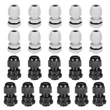 Uxcell 21 шт PG7 Белый Черный кабельный ввод гидроизоляции разъем Пластик суставов для 3-6,5 мм диаметр кабеля. Диапазон проводов с прокладкой