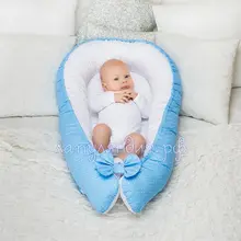 Кокон гнездышко для новорожденных со съемным чехлом детское гнездо для мальчика голубой