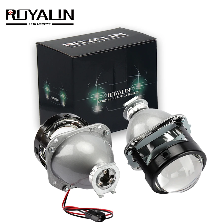 

ROYALIN WM2 Styling 2.5'' H1 Projector Headlights Lens LHD RHD High and Low Beam Hi/lo for H4 H7 Halogen Xenon Auto Lamps DIY