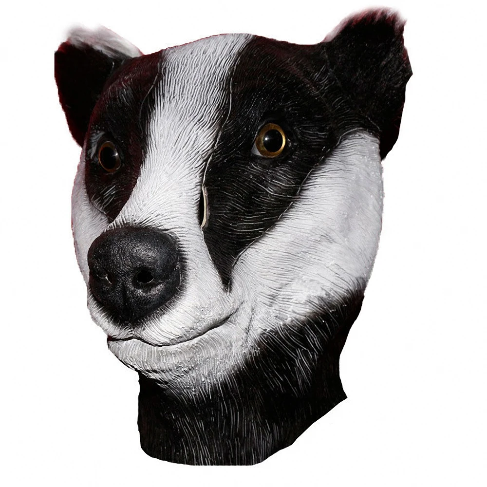 

Realistic Wildlife Jungle Badger Mask Latex Animal Squirrel Mask Black Deluxe Skunk Overhead Halloween Party Costume Dress Up
