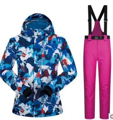 MUTUSNOW Женская лыжная куртка брюки ветрозащитный Водонепроницаемый Лыжный Сноуборд костюм утолщенный термальный с капюшоном Спорт на открытом воздухе одежда женский костюм - Цвет: color 13