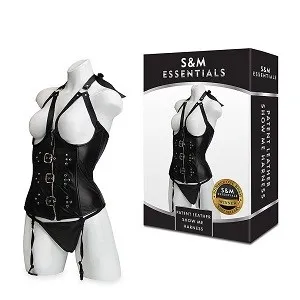 S & M Essentials жилет одежда лакированная кожа показать мне жгут БДСМ ролевые игры SMES 906