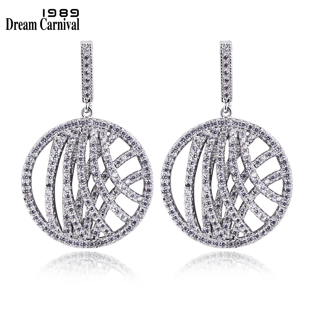 

DreamCarnival 1989 Hot Dangle Round Shape Luxury Jewelry Fashion Cubic Zircon setting stones Women earrings Gorgeous YE4862