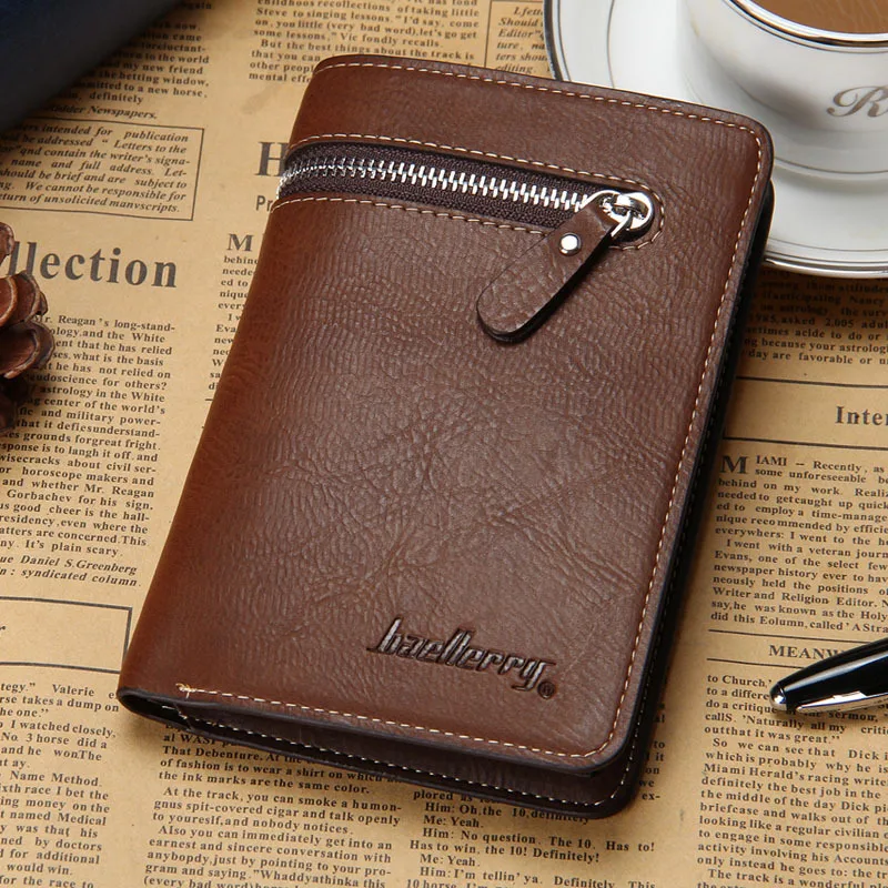 

High Quality leather short Wallets, double-deck leather Men Brief Purse, moneybag card package Coin Purse free shipping