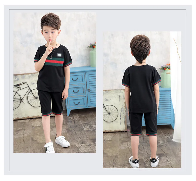 

Hottest Selling 2019 Kid's Cotton Shorts Set Summer Quick Dry Breathable Kids High Quality Casual Sets 3 Color Size 120 to 160