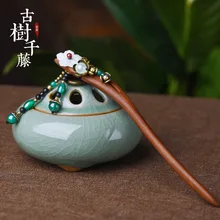 Винтажная палочка для волос для женщин, деревянные трендовые цветочные аксессуары для волос для девушек, Ювелирное Украшение для волос с камнями, мода, новое поступление